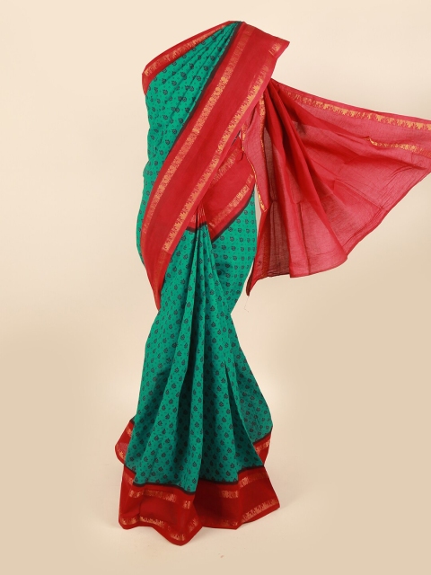 

Pothys Green & Red Pure Cotton Zari Saree
