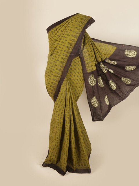 

Pothys Green & Brown Ethnic Motifs Pure Cotton Saree