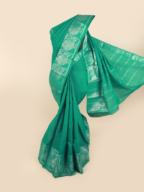

Pothys Green & Silver Checked Zari Pure Cotton Saree