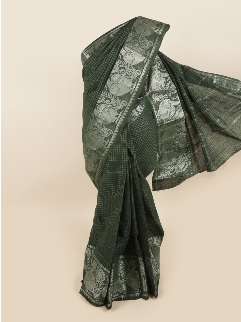 

Pothys Green & Silver Woven Design Pure Cotton Saree