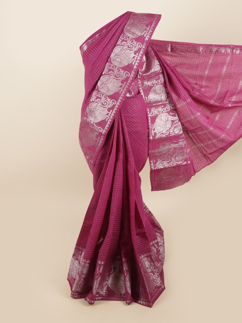 

Pothys Magenta & Silver Ethnic Motifs Pure Cotton Saree
