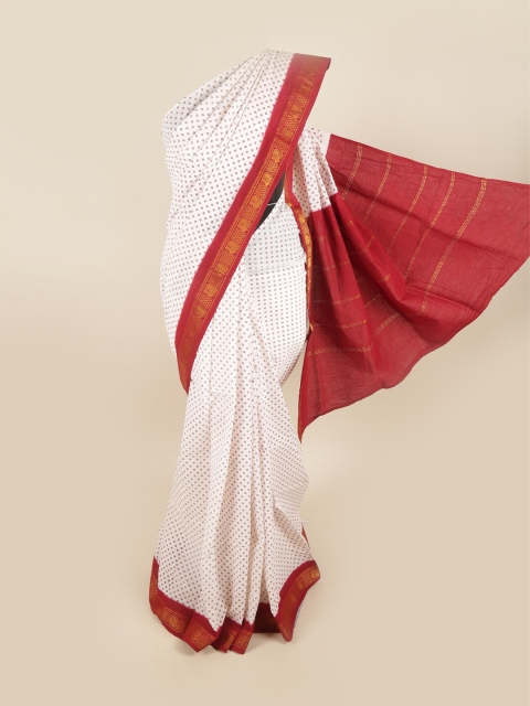 

Pothys White & Red Zari Pure Cotton Saree