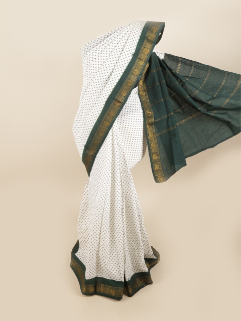 

Pothys White & Green Zari Pure Cotton Saree