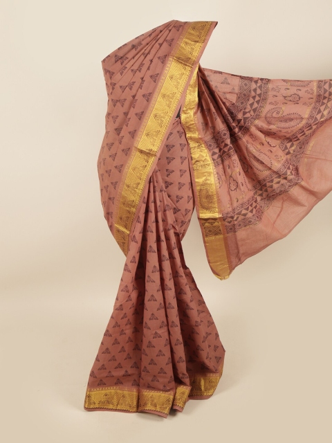 

Pothys Brown & Gold Ethnic Motifs Pure Cotton Saree