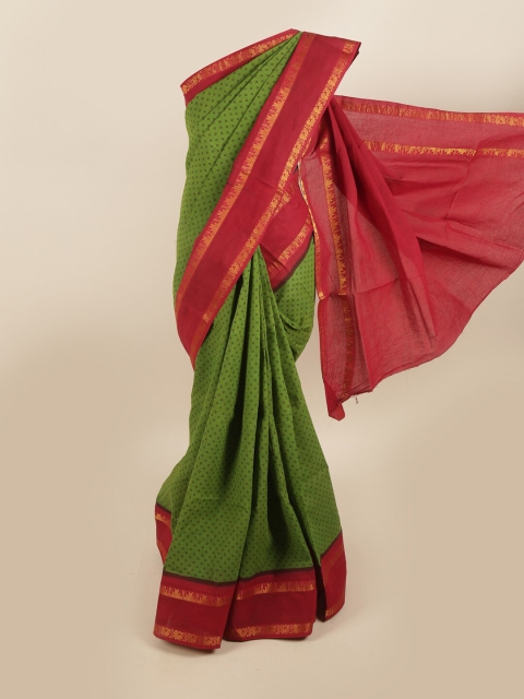 

Pothys Green & Red Zari Pure Cotton Saree