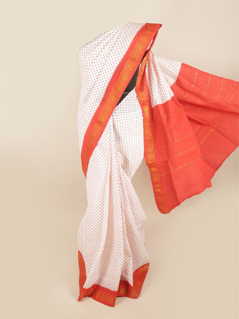

Pothys White & Red Zari Pure Cotton Saree