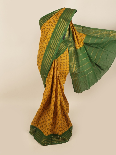 

Pothys Mustard & Green Zari Pure Cotton Saree