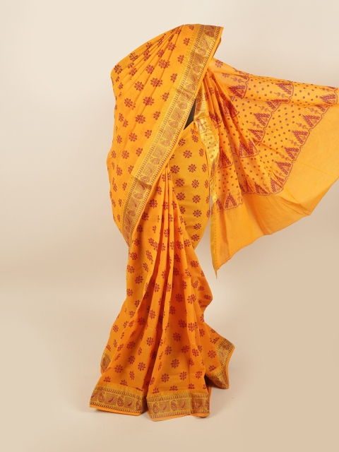 

Pothys Yellow & Red Floral Pure Cotton Saree