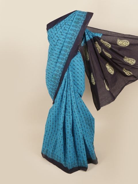 

Pothys Blue & Black Ethnic Motifs Pure Cotton Saree