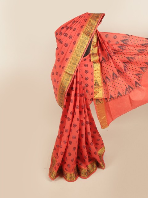 

Pothys Pink & Purple Floral Pure Cotton Saree