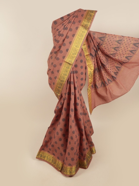 

Pothys Brown Pure Cotton Ethnic Motifs Printed Saree