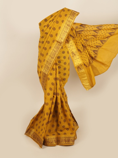 

Pothys Mustard Pure Cotton Ethnic Motifs Printed Saree