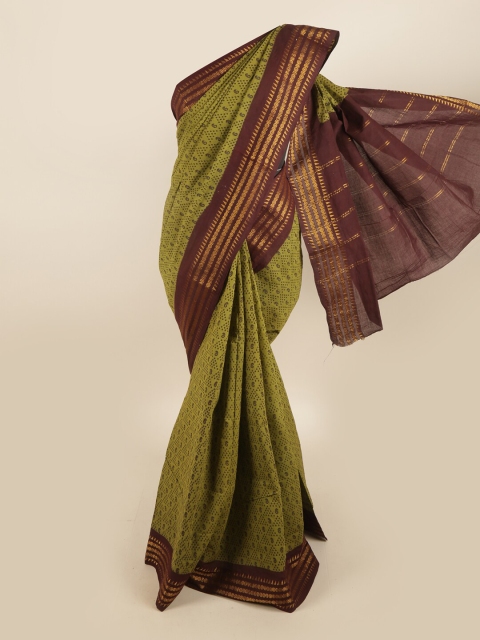 

Pothys Green & Brown Pure Cotton Ethnic Printed Saree
