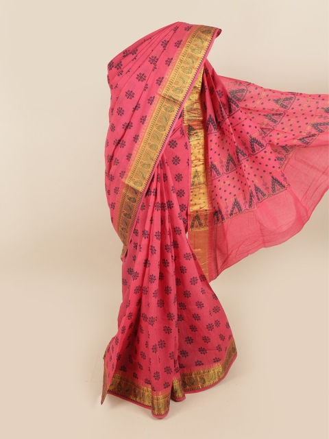 

Pothys Pink Pure Cotton Ethnic Motifs Printed Saree