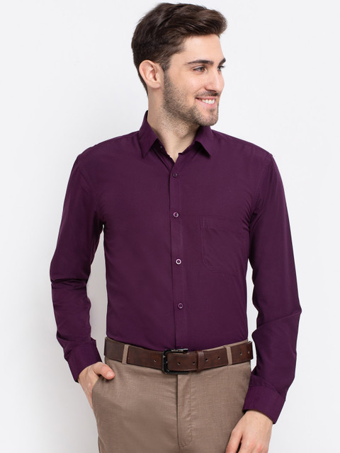 

JAINISH Men Burgundy Smart Opaque Formal Shirt