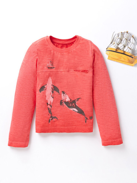 

Ed-a-Mamma Boys Red Printed V-Neck Applique T-shirt