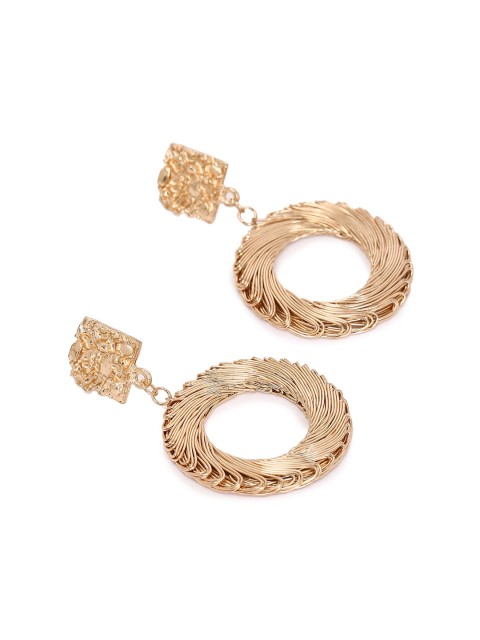 

FOREVER 21 Gold-Plated Brown Contemporary Twisted Hoop Drop Earrings