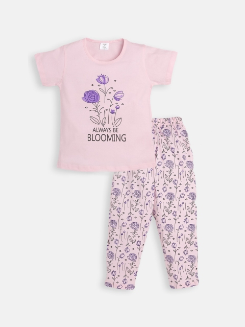 

Todd N Teen Girls Pink & Purple Cotton Printed Night suit