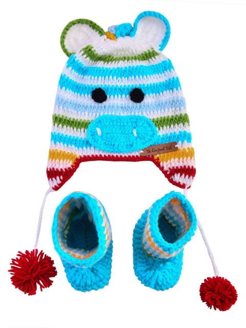 

The Original Knit Infants Kids Blue & Green Colourblocked Beanie & Socks
