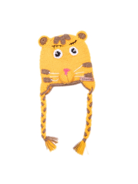 

The Original Knit Unisex Kids Yellow & Brown Handmade Lion Cap