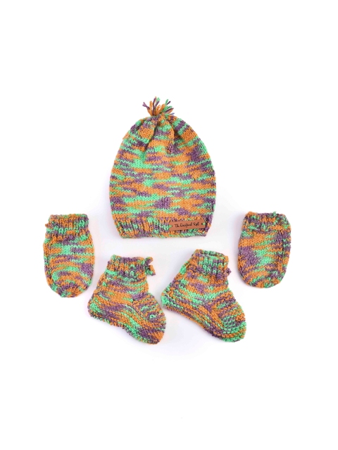 

The Original Knit Unisex Kids Multicoloured Handmade Booties And Beanie, Multi