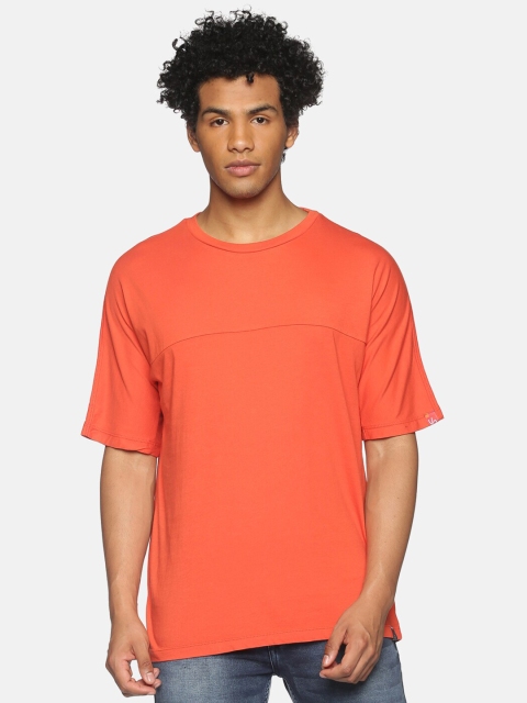 

UrGear Men Orange Drop-Shoulder Sleeves T-shirt