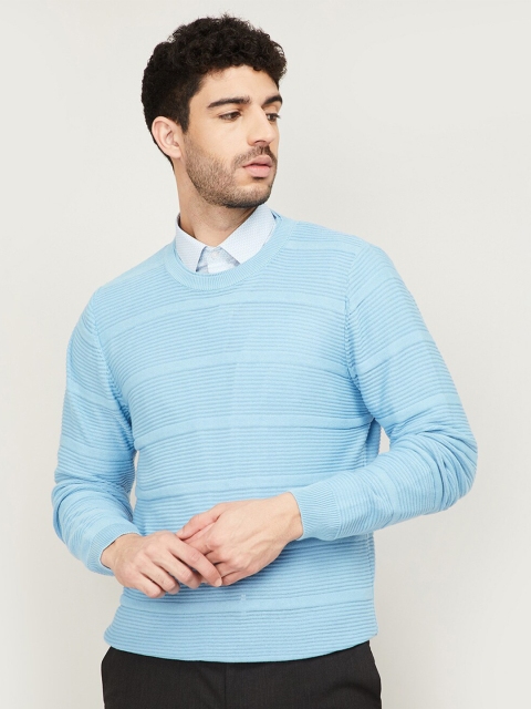 

CODE by Lifestyle Men Turquoise Blue Striped Pullover