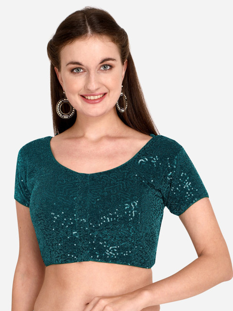 

Amrutam Fab Women Green Sequined Embellished Saree Blouse