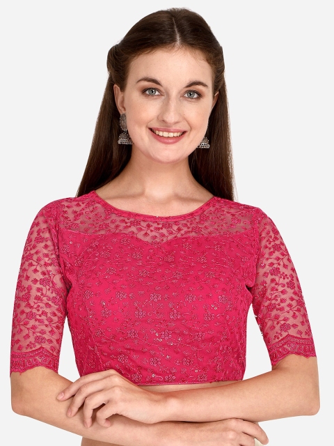 

Amrutam Fab Pink Embroidered & Sequences Net Blouse