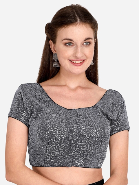 

Amrutam Fab Grey Sequence Embroidered Saree Blouse