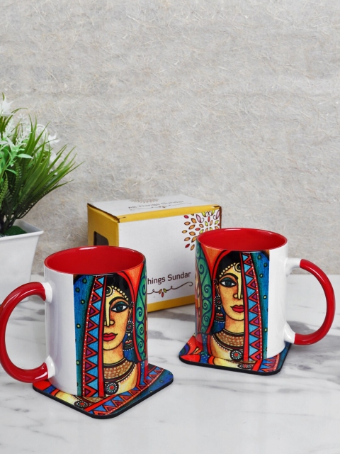 

All Things Sundar Pack Of 2 Multicolor Printed Ceramic Mugs, Multi
