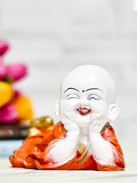 

Archies Orange & White Buddha Monk Idols Statue