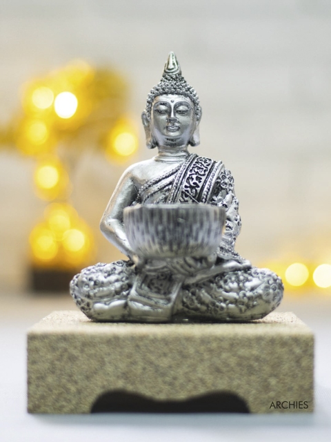 

Archies Silver-Toned & Brown Meditating Buddha Idol Showpiece