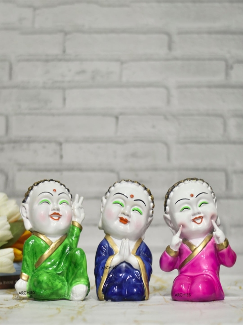 

Archies Multicoloured Set of 3 Buddha Monk Idols Statue, Multi