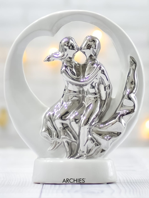 

Archies White & Silver-Toned Premium Romantic Lovers Statue Showpiece