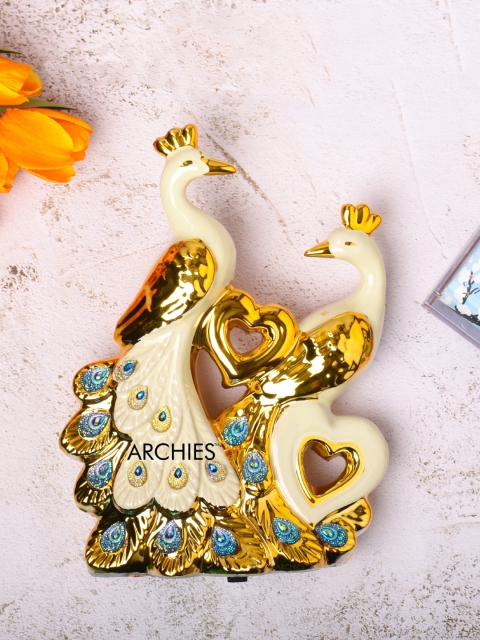 

Archies Gold-Toned & White Peacock Pair Showpiece