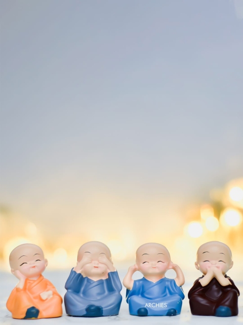

Archies Multicoloured Set of 4 Buddha Monk Idols Statue, Multi