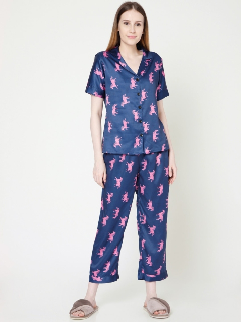 

Smarty Pants Women Blue & Pink Printed Night suit