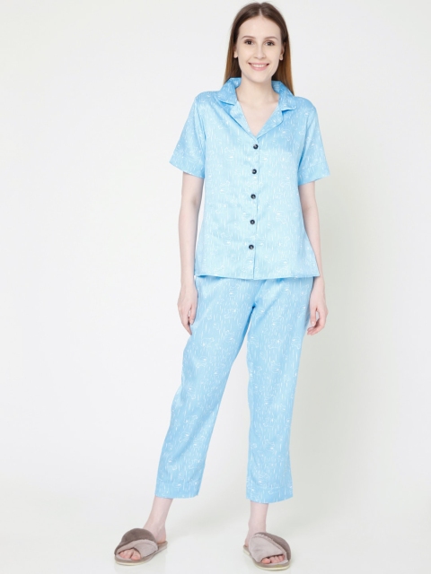 

Smarty Pants Women Blue Printed Night suit
