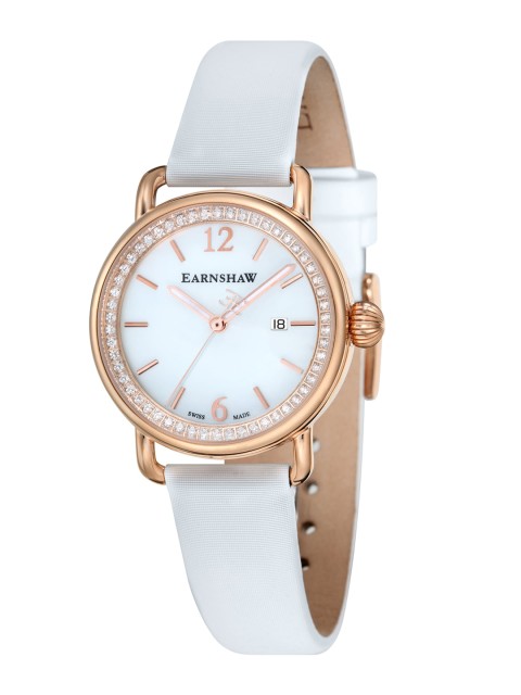 

EARNSHAW Women White Embellished Dial & White Leather Wrap Around Straps Analogue Watch ES-0022-08