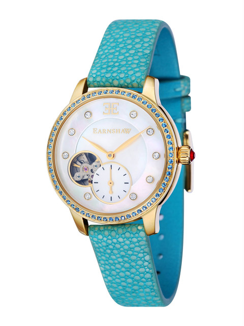 

EARNSHAW Women White Embellished Dial & Blue Leather Straps Analogue Watch - ES-8029-07