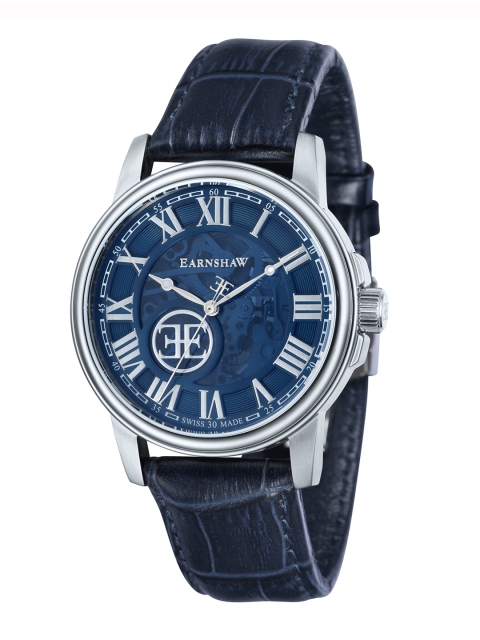 

EARNSHAW Men Blue Skeleton Dial Analogue Automatic Motion Powered Watch ES-0028-06