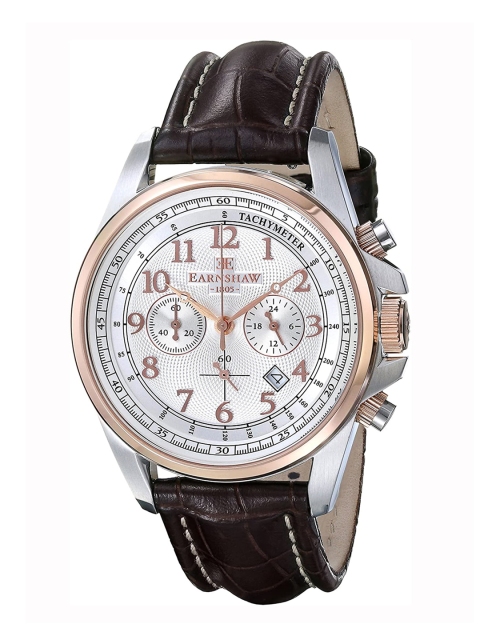 

EARNSHAW Men Silver-Toned Dial & Brown Leather Straps Analogue Chronograph Watch ES-8028-09