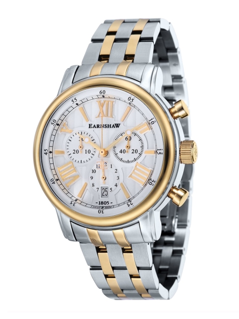 

EARNSHAW Men Silver-Toned Dial & Multicoloured Stainless Steel Analogue Chronograph Watch