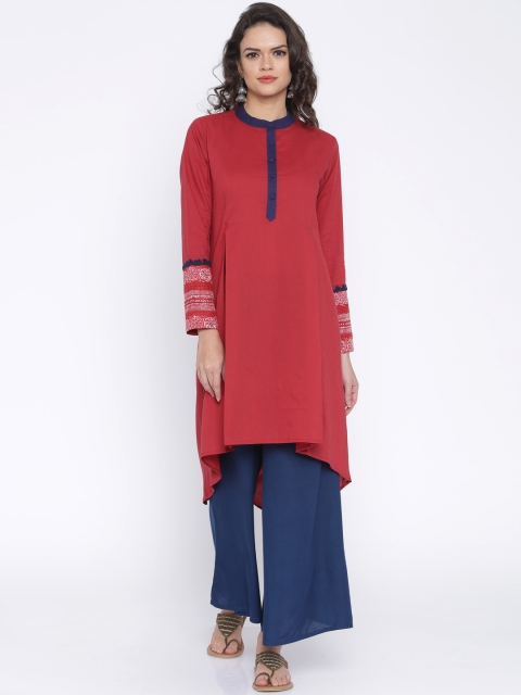 

Anouk Women Red Solid High-Low Kurta