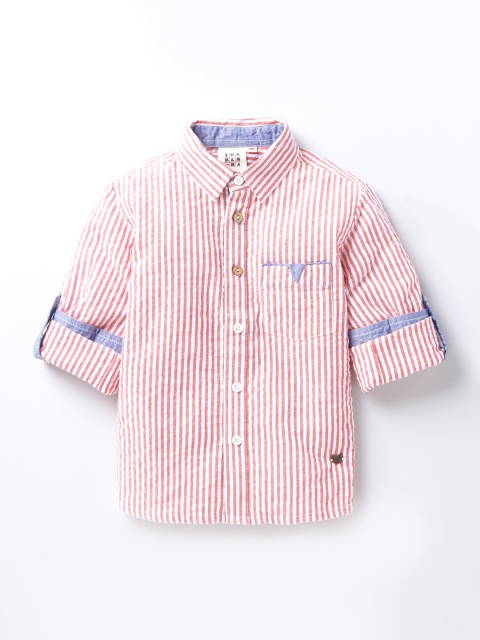 

Ed-a-Mamma Boys Pink Premium Opaque Striped Casual Shirt