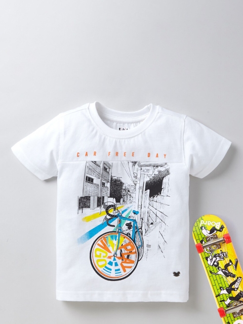 

Ed-a-Mamma Boys White Printed T-shirt