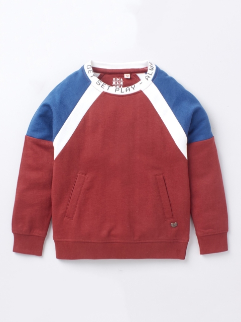 

Ed-a-Mamma Boys Maroon Colourblocked Sweatshirt