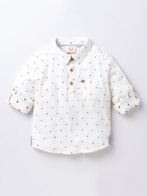 

Ed-a-Mamma Boys Off White Premium Opaque Printed Casual Shirt