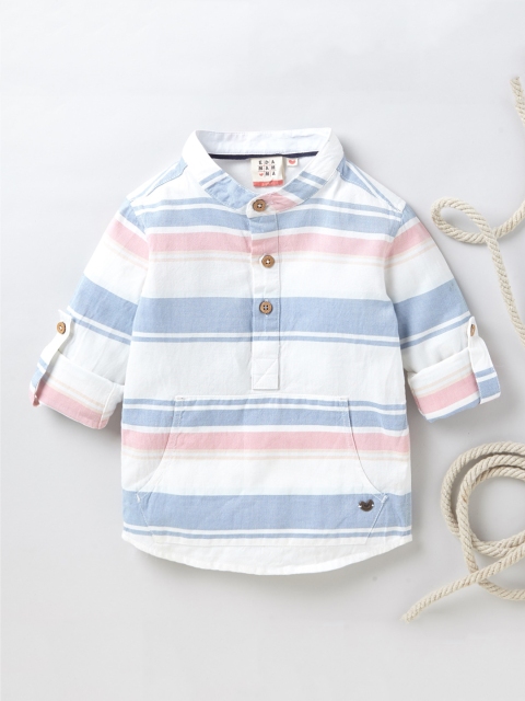 

Ed-a-Mamma Boys Pink Premium Multi Stripes Opaque Striped Casual Shirt